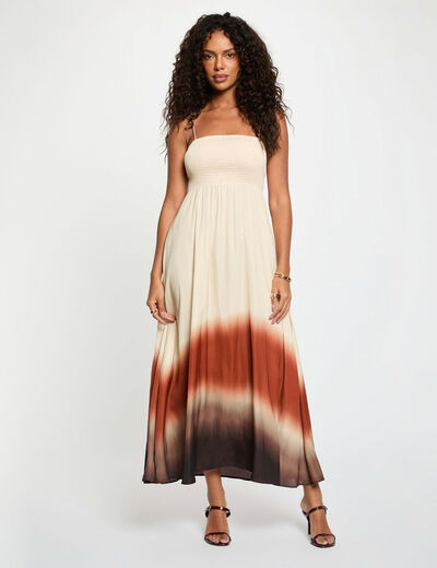 Robe &agrave; bretelles marron fonc&eacute; femme