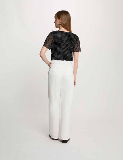 Chemise voile col v noir femme