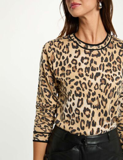 Pull ajust&eacute; imprim&eacute; sable femme