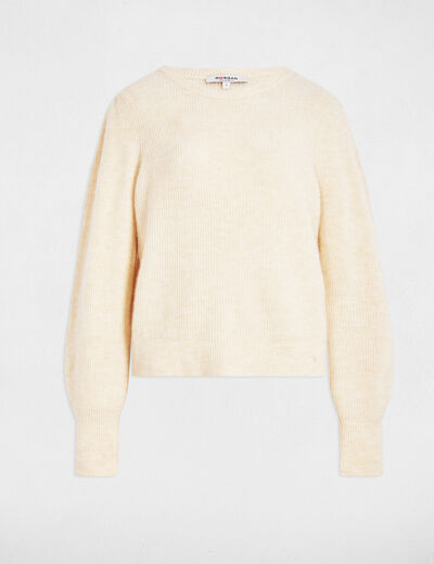 Pull court ajust&eacute; ivoire femme