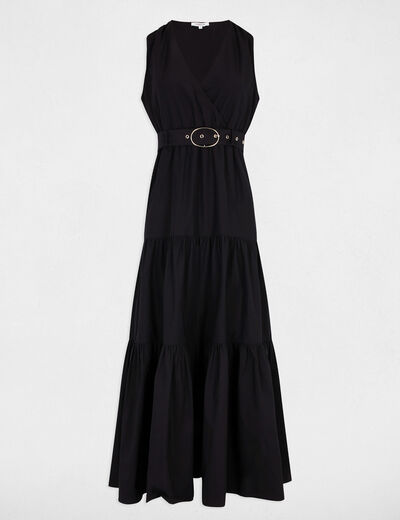 Robe longue droite noir femme