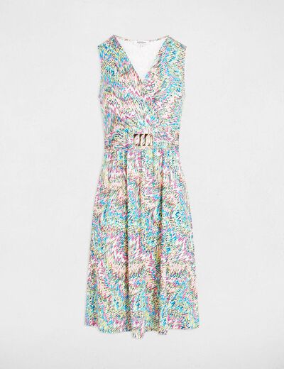 Robe trapèze imprimée multicolore femme
