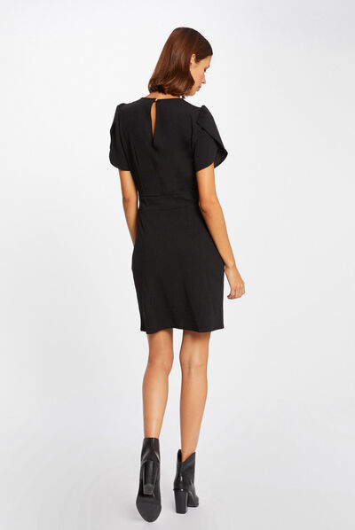 Robe portefeuille à détail chaîne noir femme