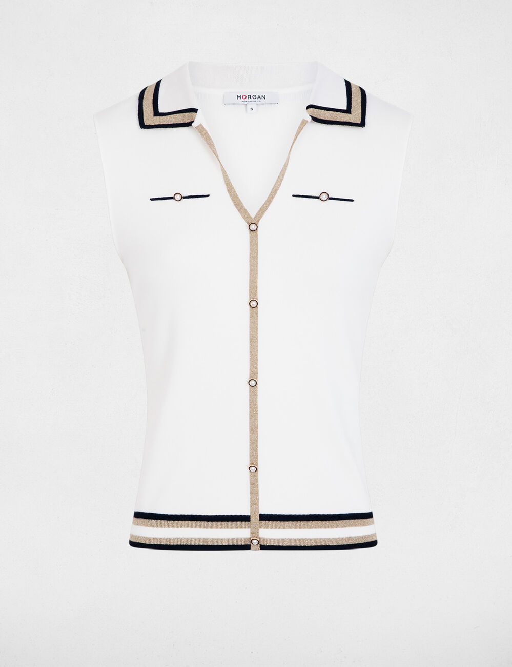 Pull sans manches ajust&eacute; blanc femme