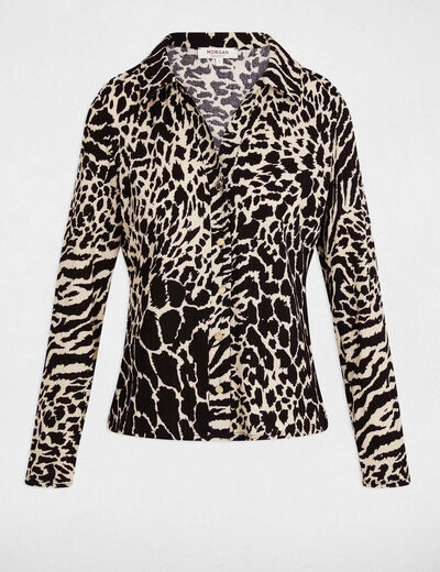 Chemise ajust&eacute;e col &agrave; revers multicolore femme