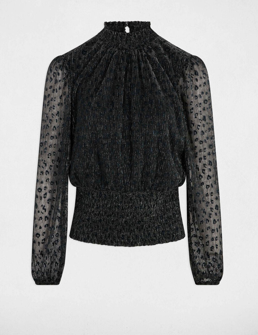 T-shirt col montant noir femme