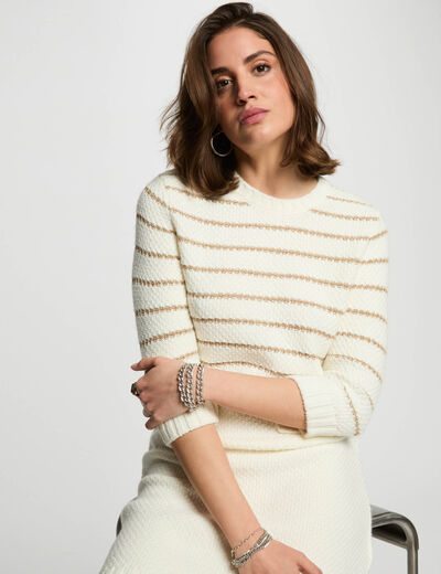 Robe tricot courte ajustée blanc femme