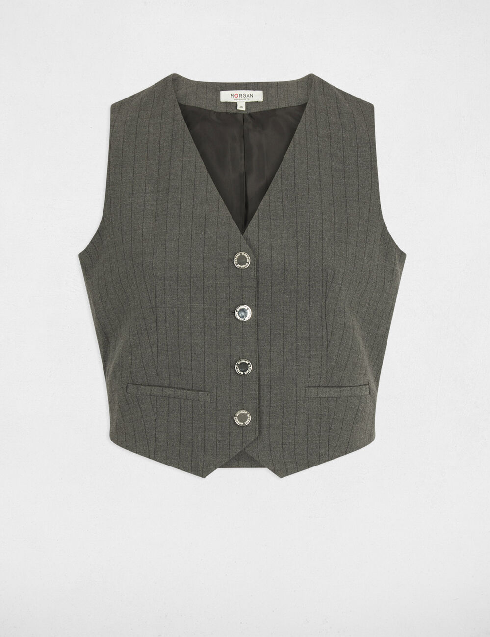 Gilet sans manches ray&eacute; gris moyen femme