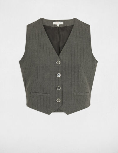 Gilet sans manches ray&eacute; gris moyen femme