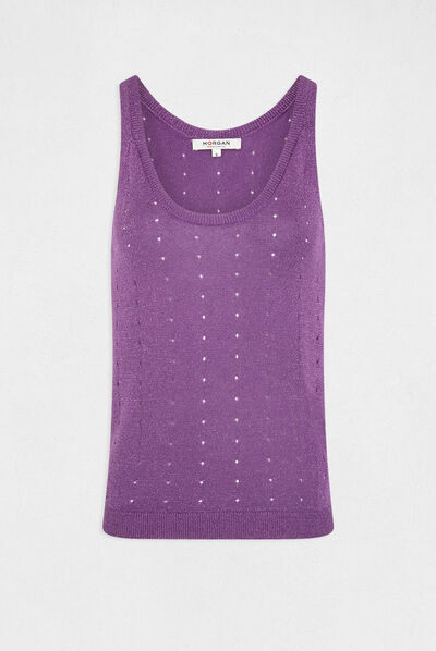 Débardeur pull avec bretelles violet fonce femme