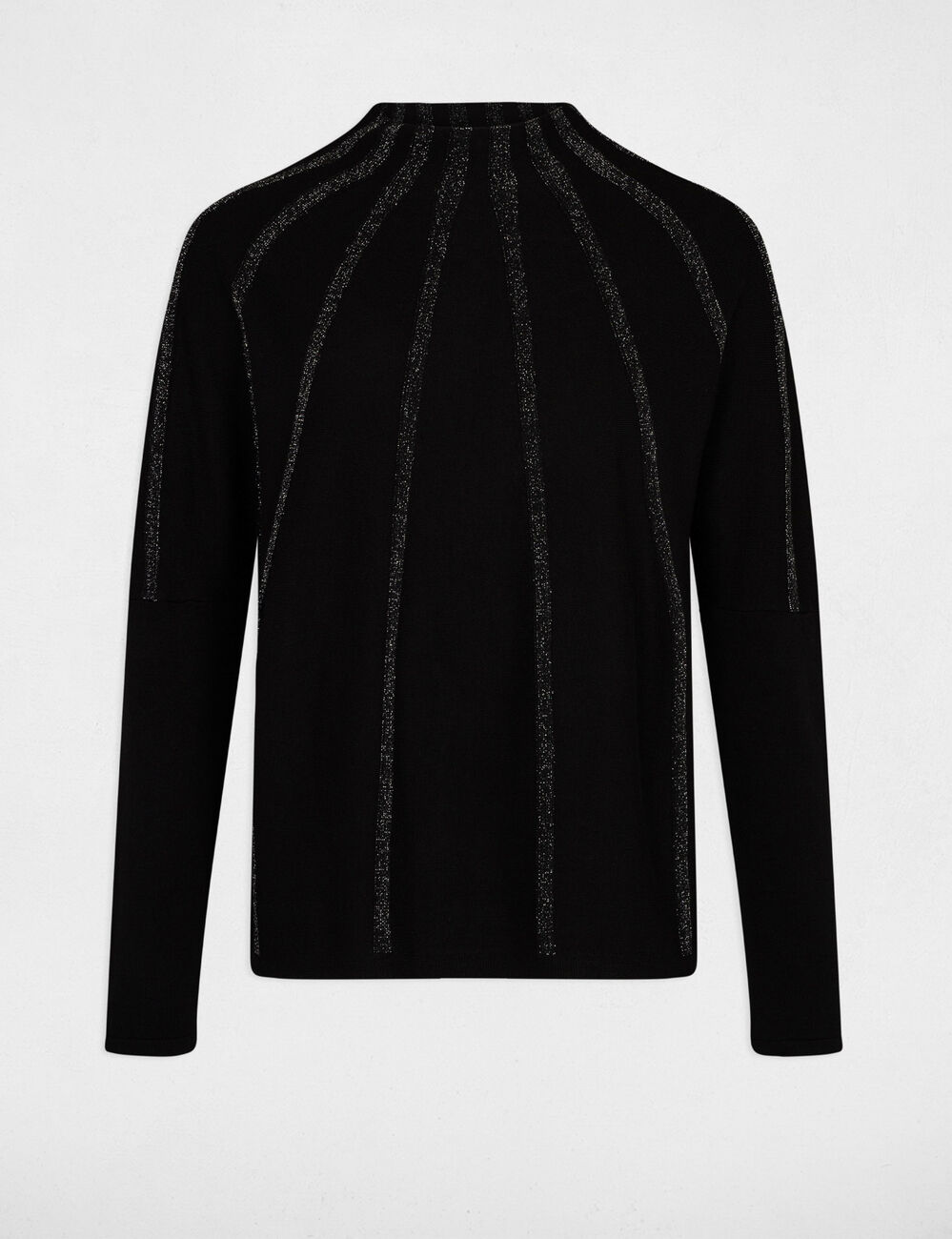 Pull manches longues &agrave; col montant noir femme