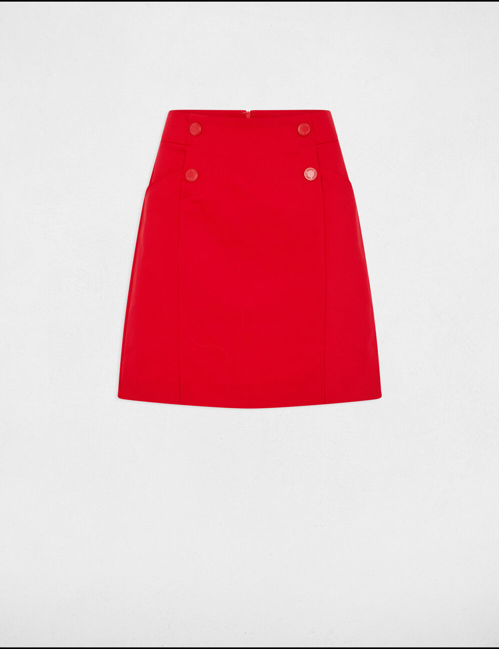 Jupe courte à boutons rouge femme