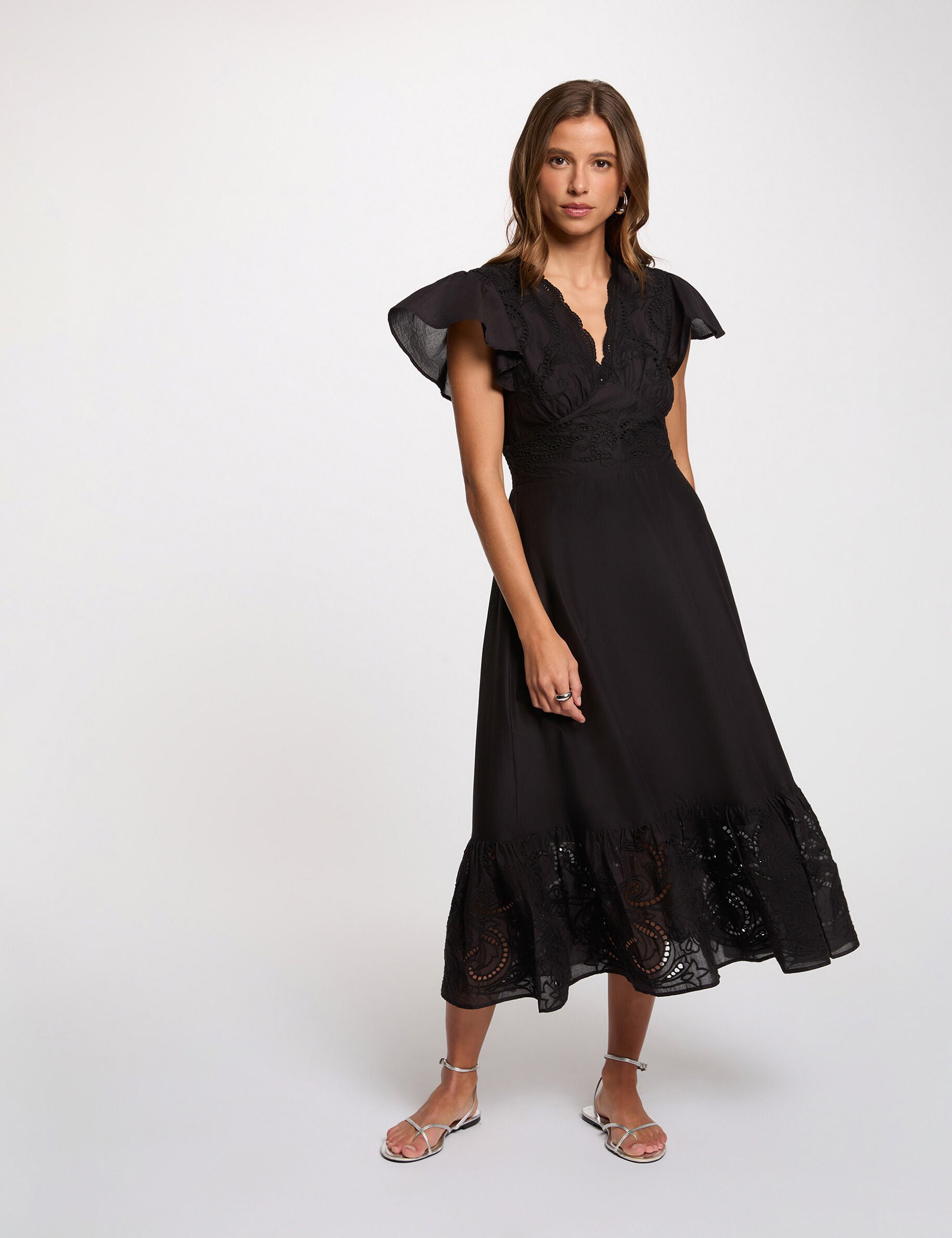 Robe longue broderie femme