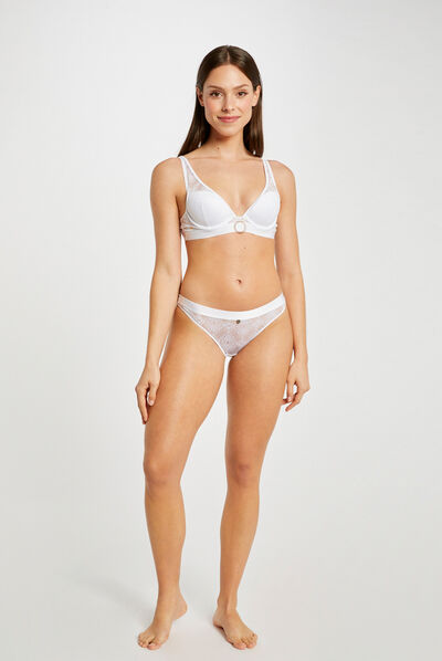 Slip en dentelle blanc femme