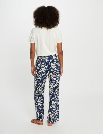 Pantalon droit imprimé multicolore femme