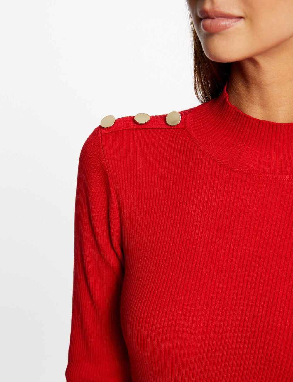 Robe pull longue ajust&eacute;e dos ouvert rouge moyen femme