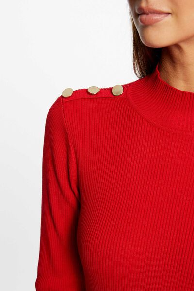Robe pull longue ajustée dos ouvert rouge moyen femme