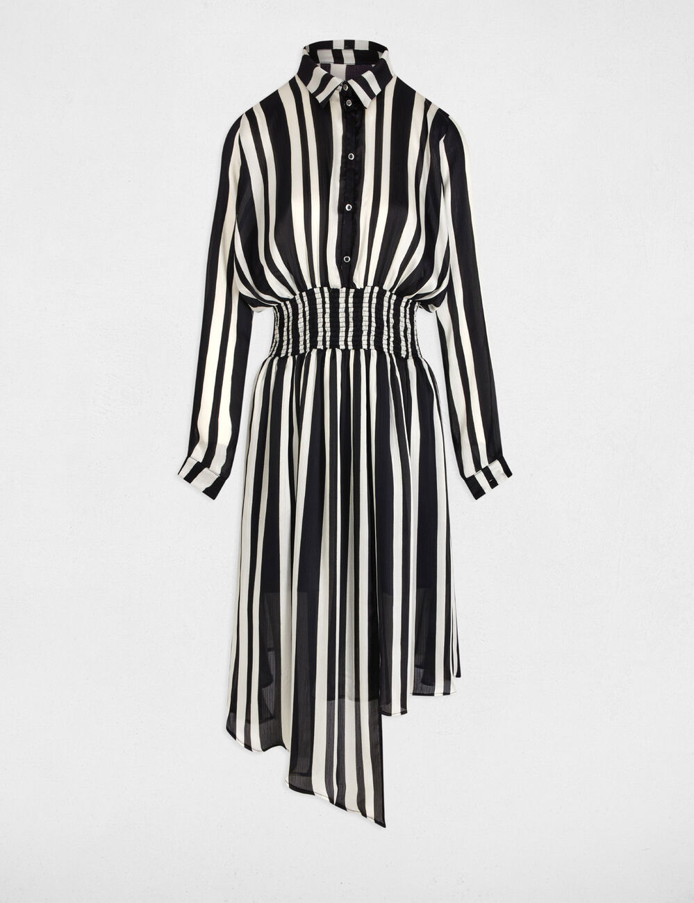 Robe droite rayée asymétrique multicolore femme