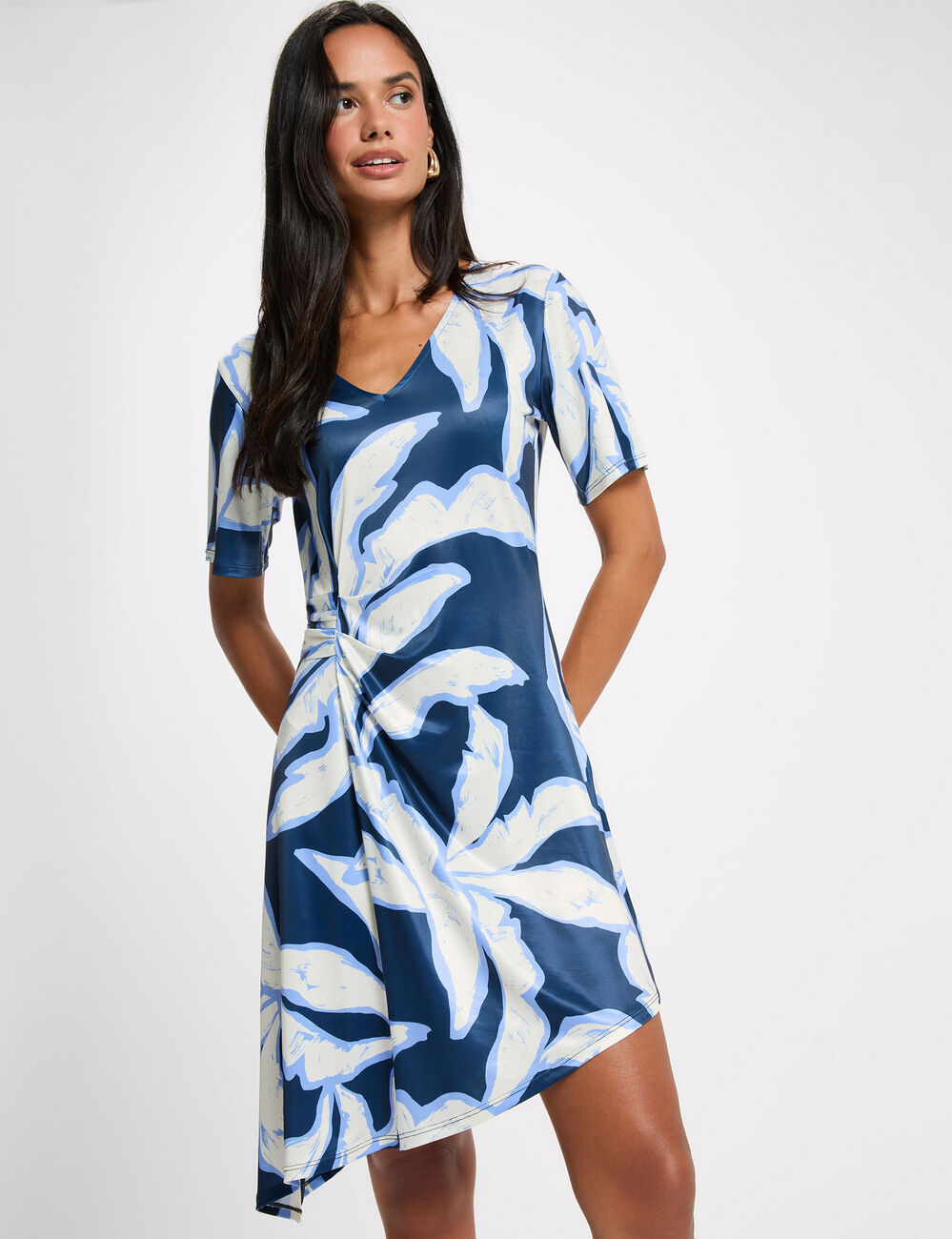 Robe asym&eacute;trique imprim&eacute;e multicolore femme