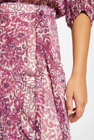 Jupe midi droite imprimé cachemire multico femme