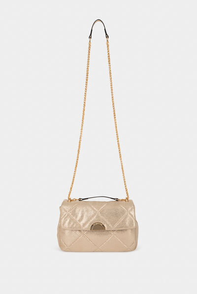 Sac pochette matelassé métallisé dore femme