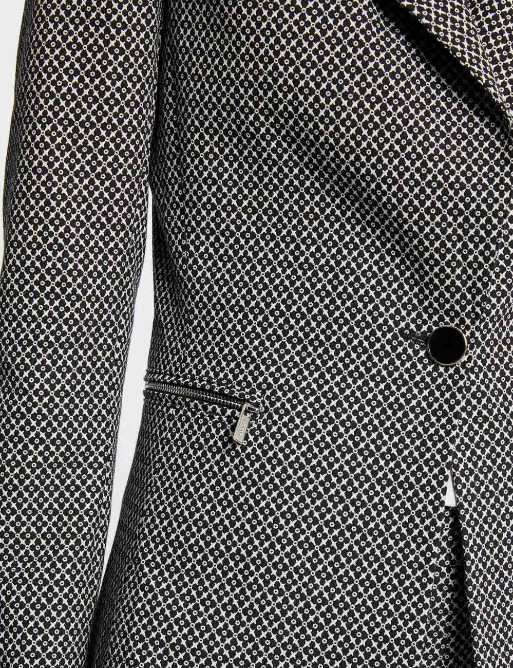 Veste droite imprimé géométrique marine femme
