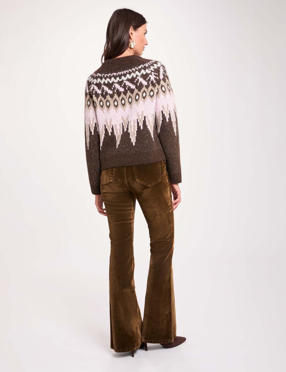 Pantalon bootcut velours couleur bronze femme