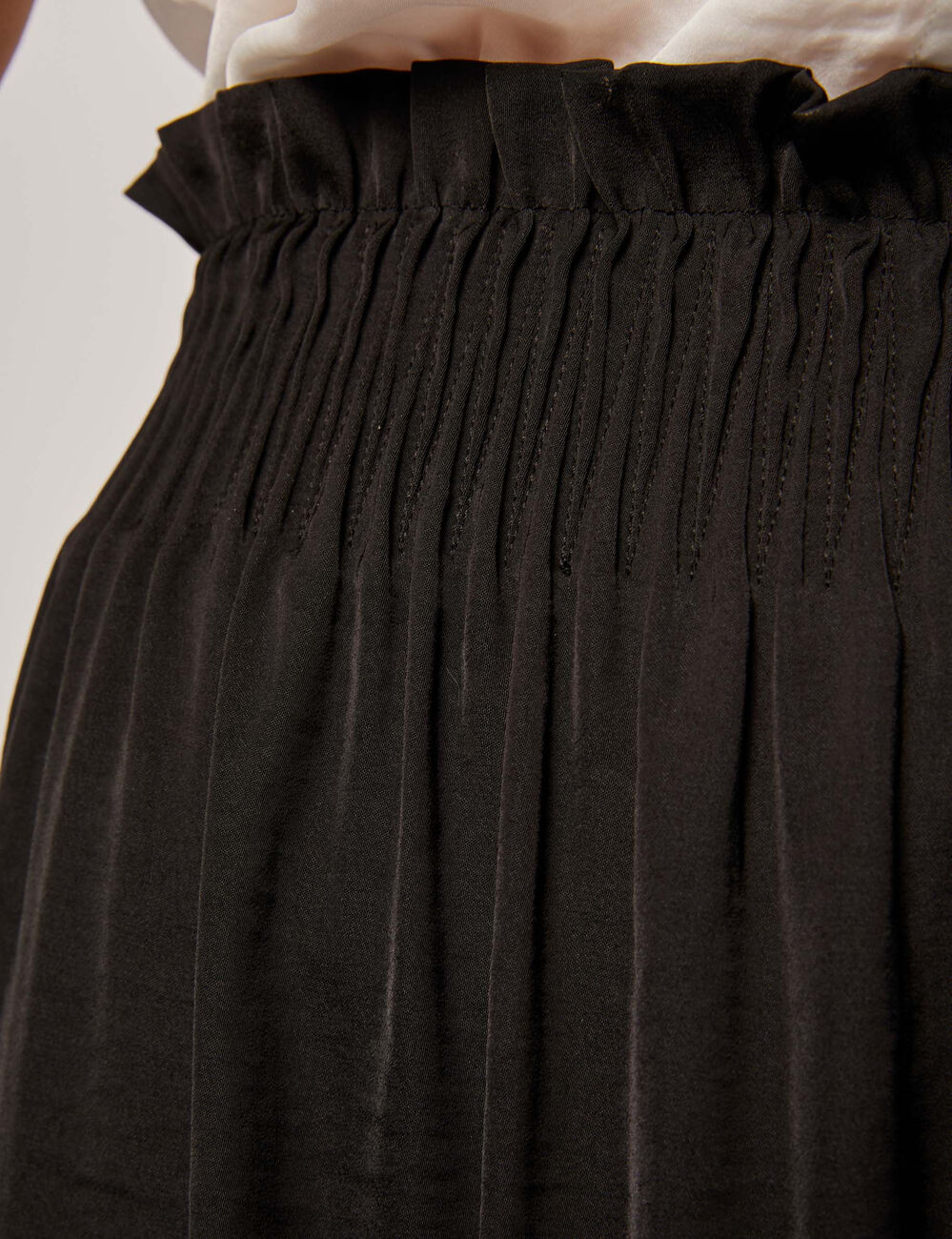 Jupe longue fluide taille &eacute;lastiqu&eacute;e noir femme