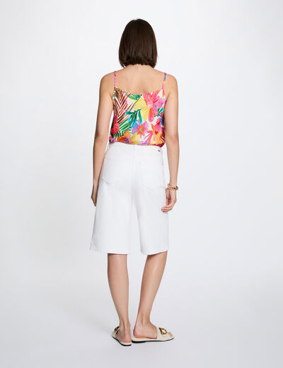Top satin&eacute; col b&eacute;nitier multicolore femme