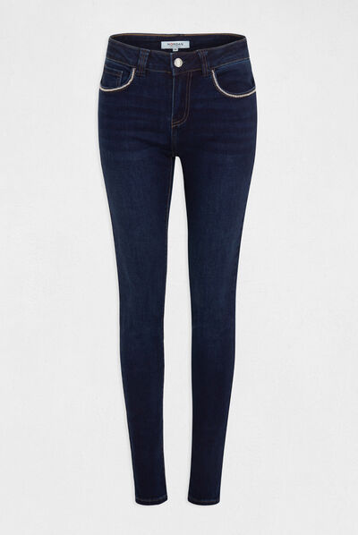 Jeans slim avec détails chaînes jean brut femme
