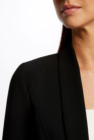 Veste boléro droite manches 3/4 noir femme