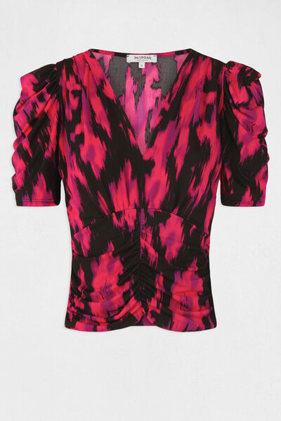T-shirt manches courtes imprimé abstrait multico femme
