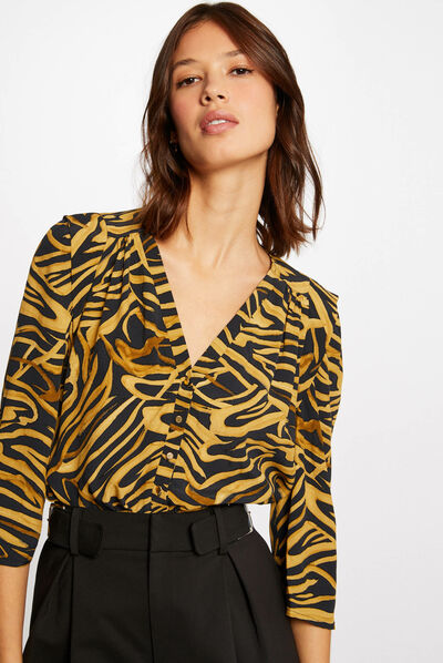 Chemise manches 3/4 imprimé abstrait multico femme