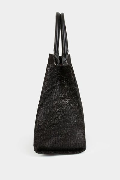 Sac cabas rectangulaire à paillettes noir femme