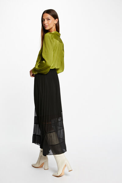 Chemise manches longues satin anis femme