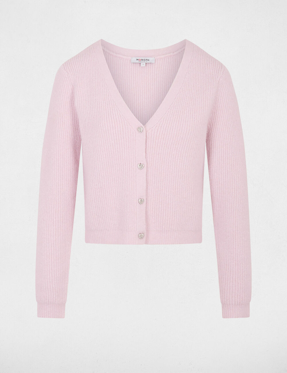 Gilet col en V rose pastel femme