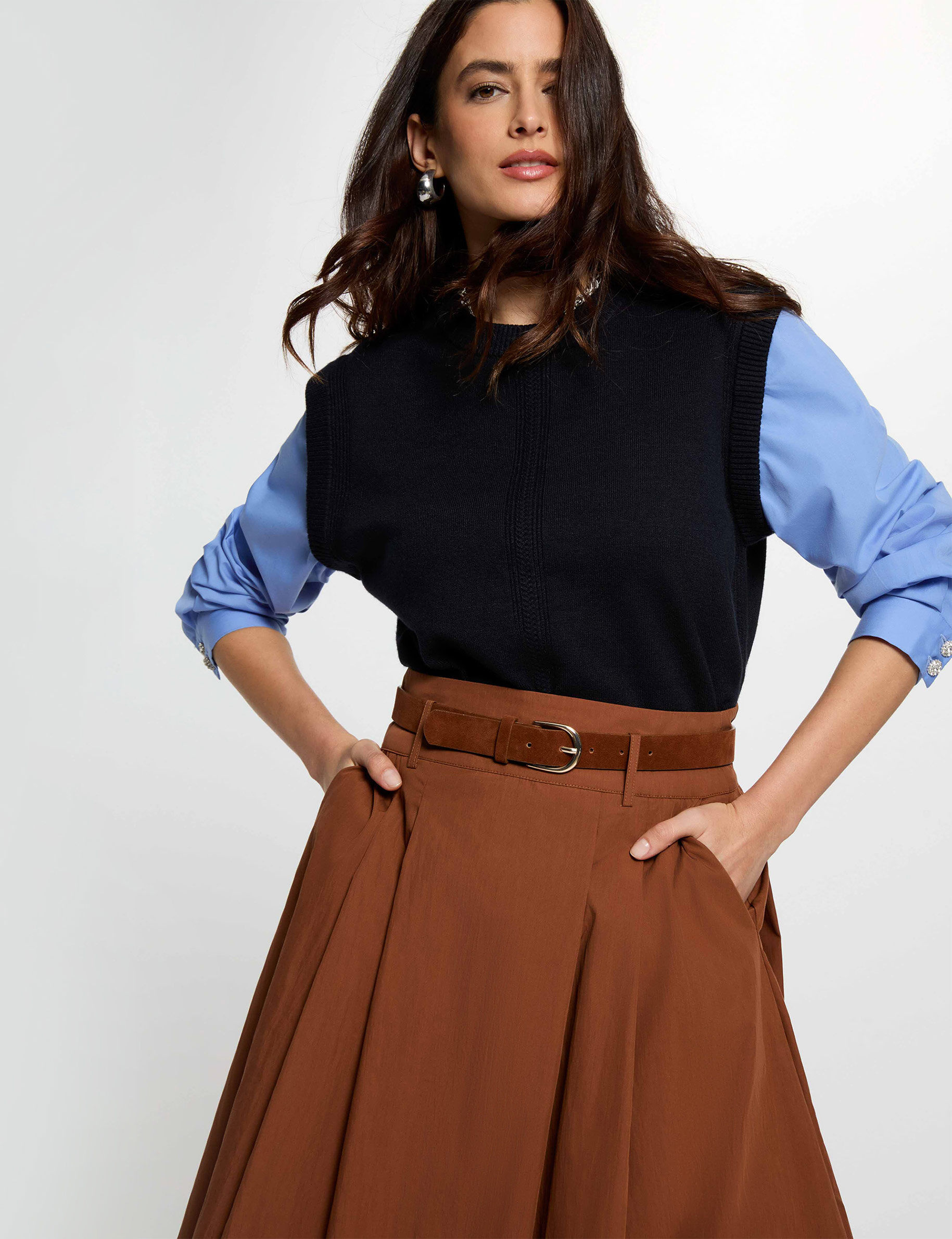 Pull ajusté col à revers femme