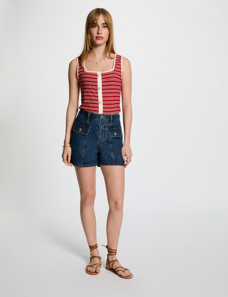 debardeur sans manches raye blanc femme Débardeur sans manches rayé blanc femme