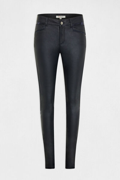 Pantalon skinny enduit marine femme