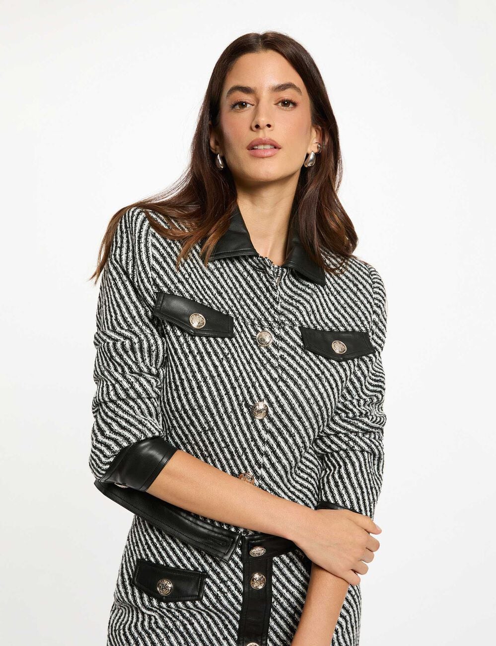 Veste ajust&eacute;e tweed noir femme
