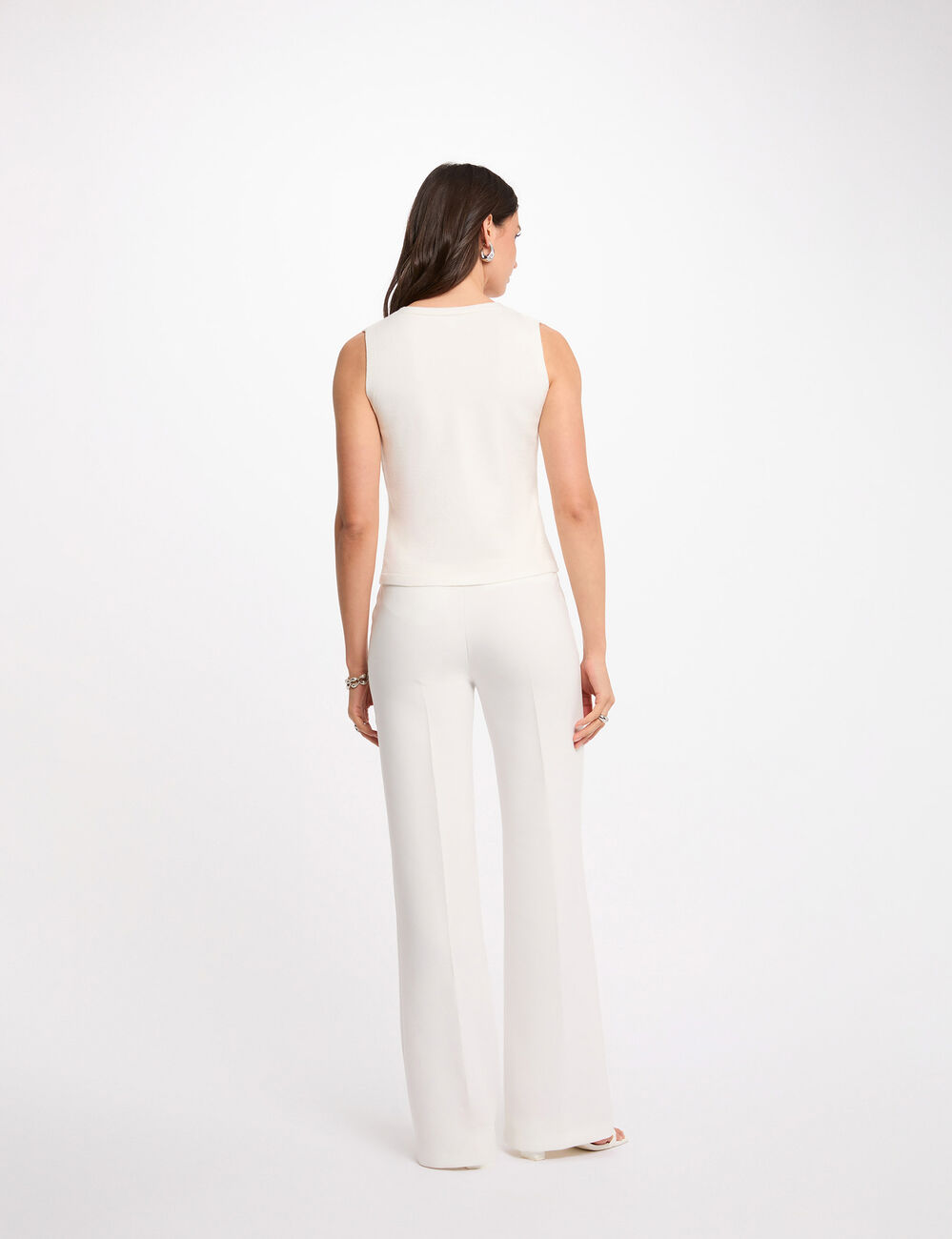 Gilet sans manches col v blanc femme