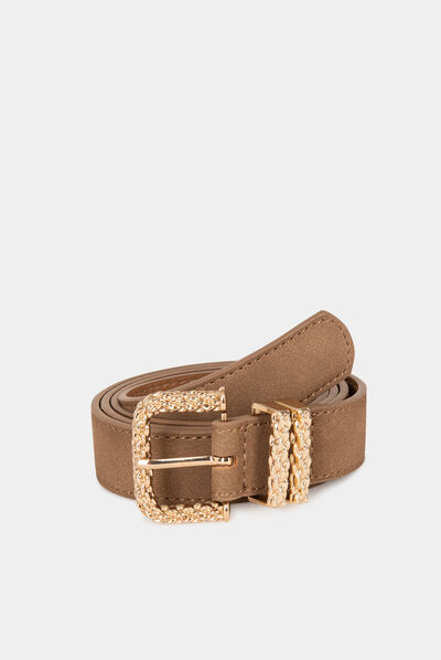 Ceinture à double passant marron femme