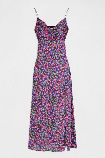 Robe midi droite imprimé floral multico femme