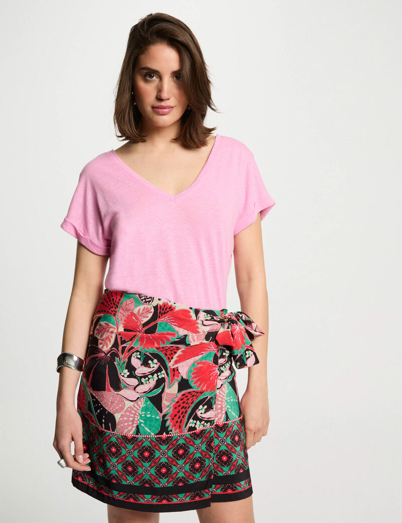 Jupe nouée imprimée multicolore femme