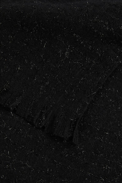 Écharpe avec franges et fils métallisés noir femme