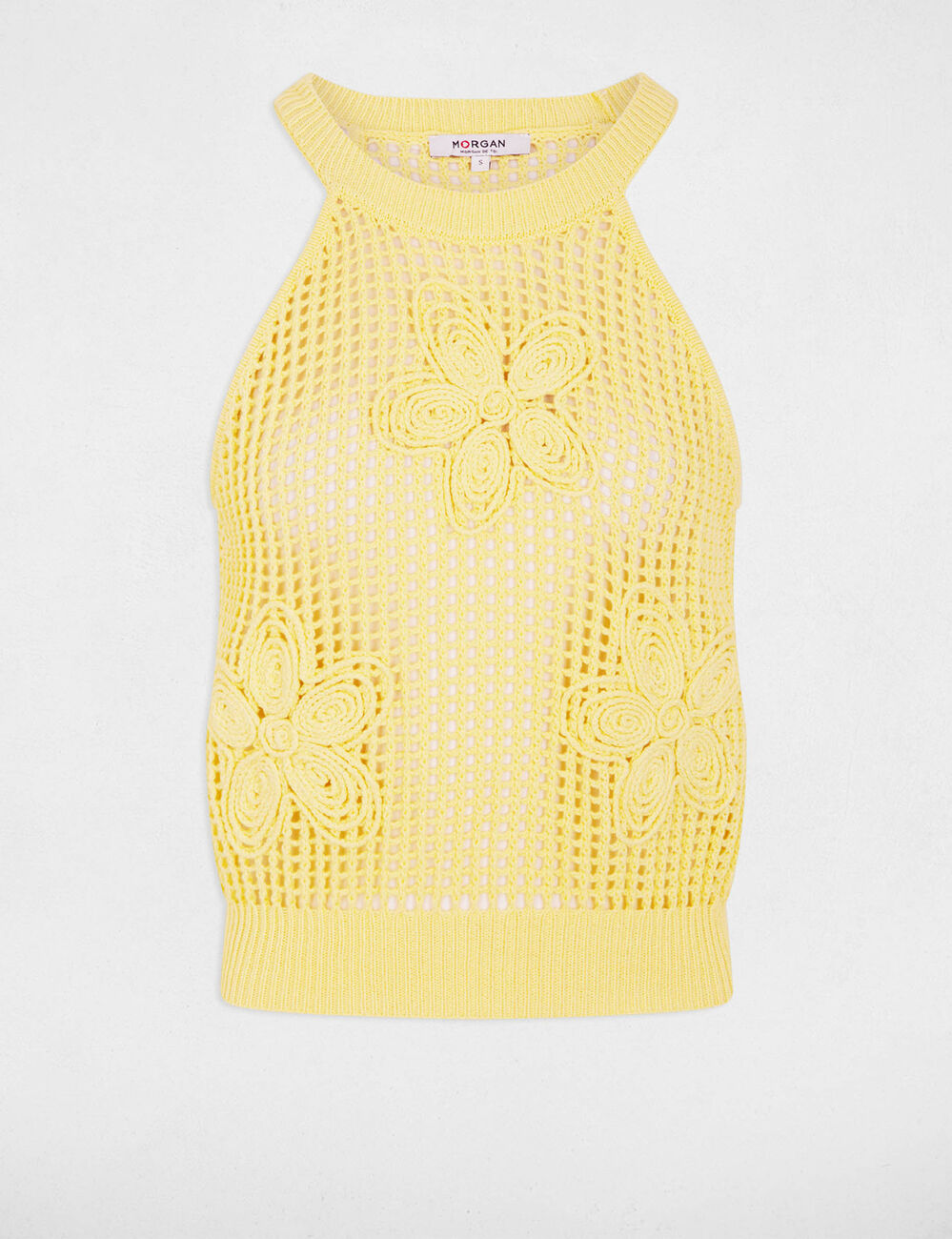 Debardeur ajust&eacute; col rond jaune clair femme