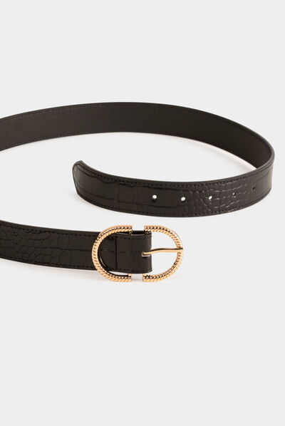 Ceinture aspect croco noir femme
