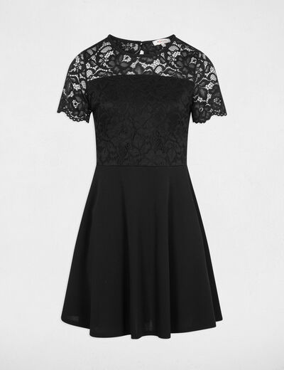 Robe ajust&eacute;e dentelle noir femme