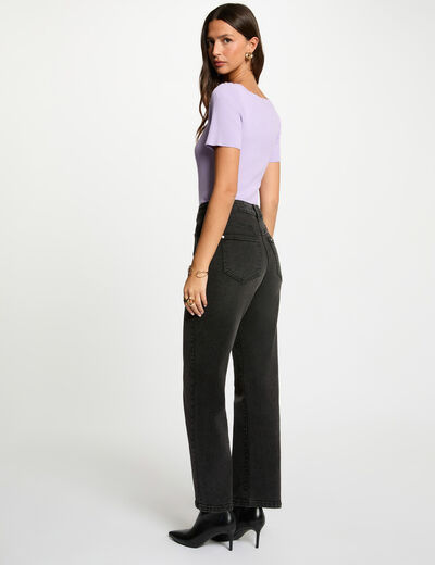 Pull col bateau et boutons mauve femme