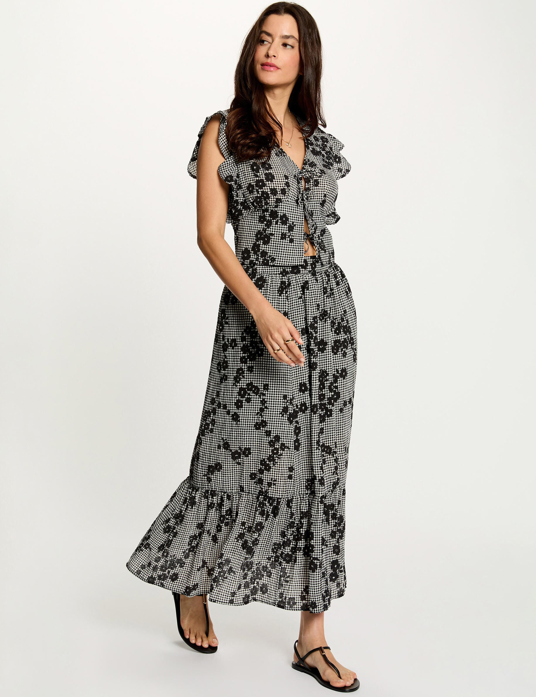 Jupe à étages imprimée femme